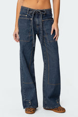 Funky Stitch Low Rise Baggy Jeans