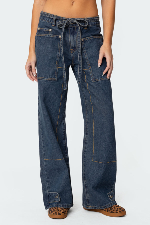 Funky Stitch Low Rise Baggy Jeans view 2