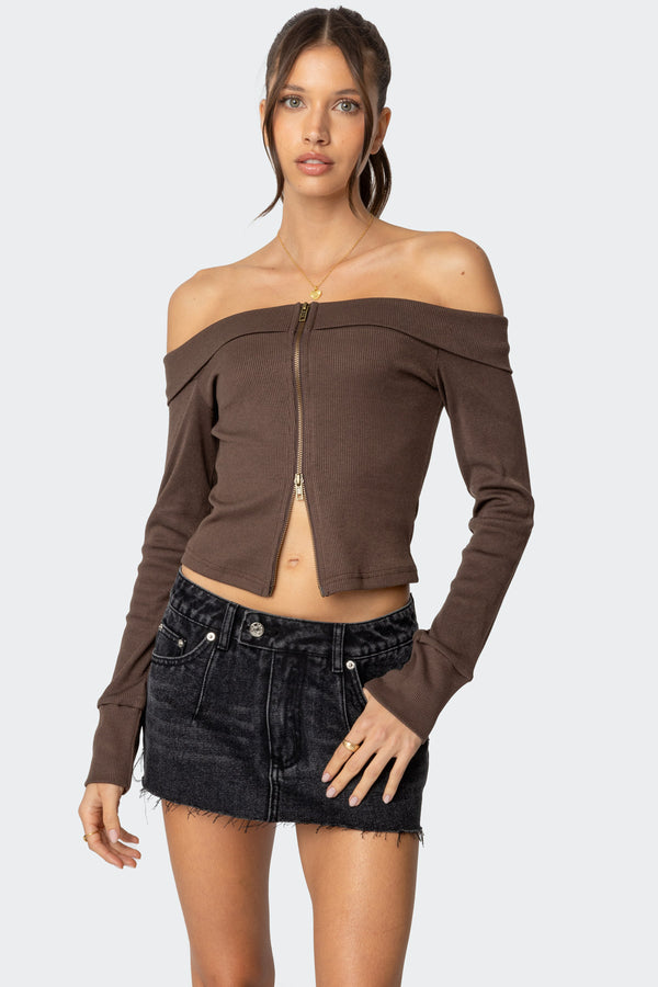 Clarissa Fold Over Ribbed Top view 1