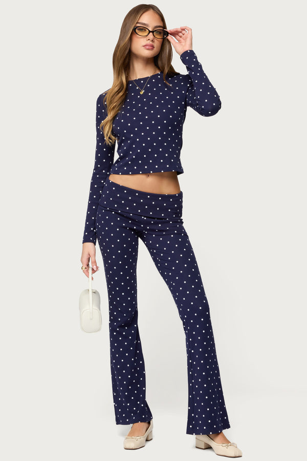Daliya Polka Dot Fold Over Pants view 1