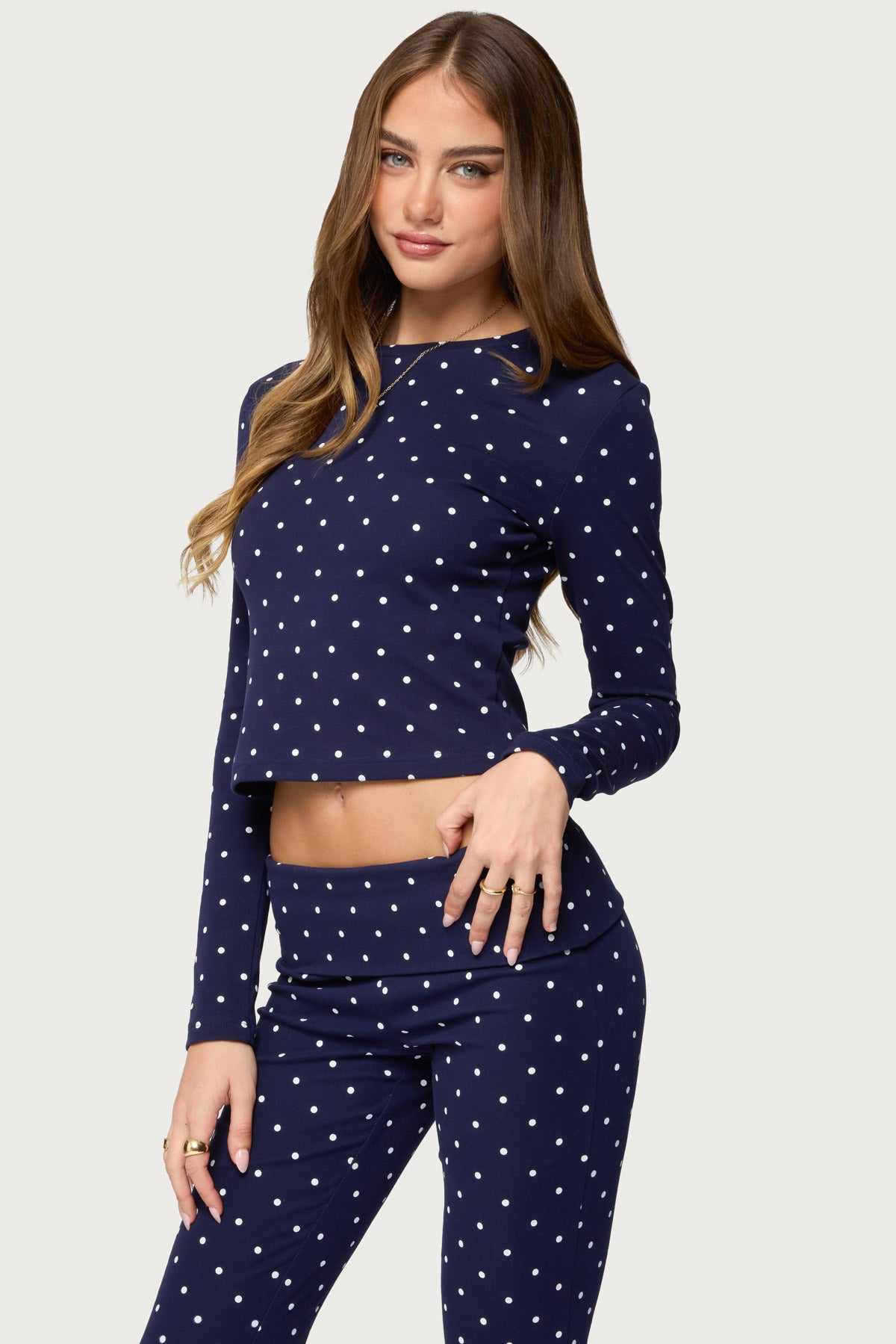 Daliya Polka Dot Long Sleeve Top