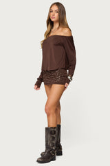 Studded Off Shoulder Backless Romper