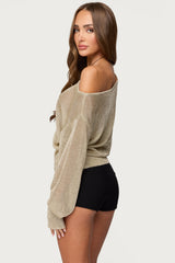 Charlo Off Shoulder Shiny Knit Top