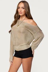 Charlo Off Shoulder Shiny Knit Top
