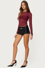 Rosette Bandeau Sheer Lace Top