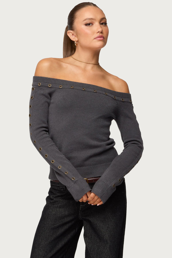 Morgen Grommet Off Shoulder Knit Top view 1