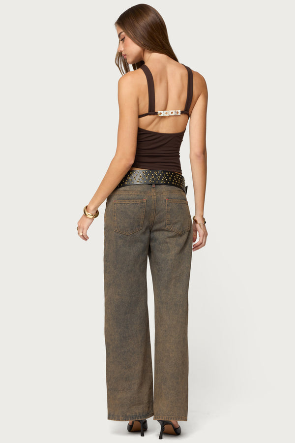 Dariah Twisted Crisscross Cutout Top view 2