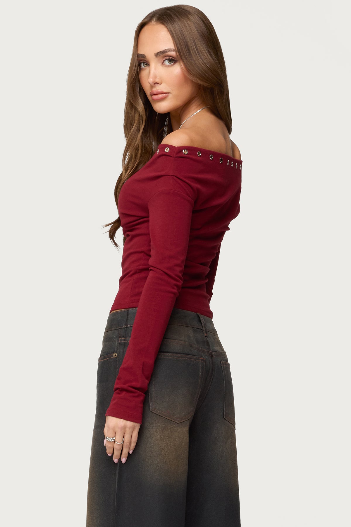 Rebekka Grommet Off Shoulder Top