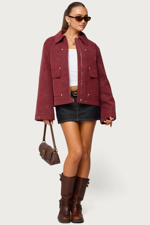 Annabelle Oversized Faux Suede Jacket view 2