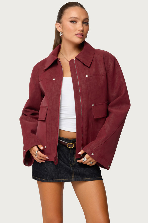 Annabelle Oversized Faux Suede Jacket view 1