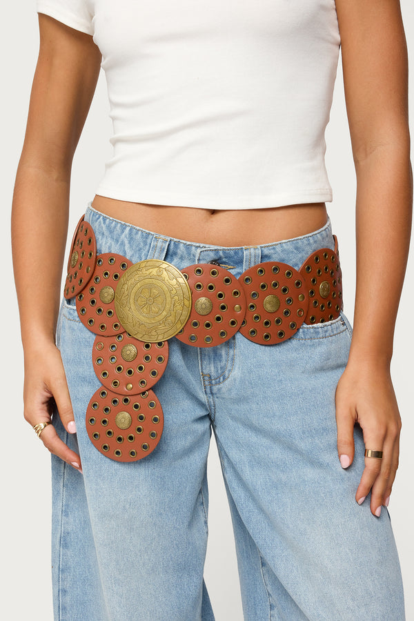 Faux Leather Western Disc Belt view 1