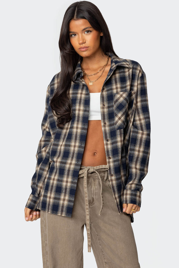 Plaid Flannel Button Up Shirt view 1