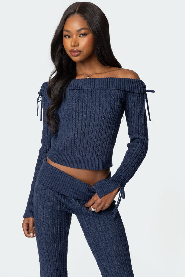 Chase Fold Over Cable Knit Top view 1