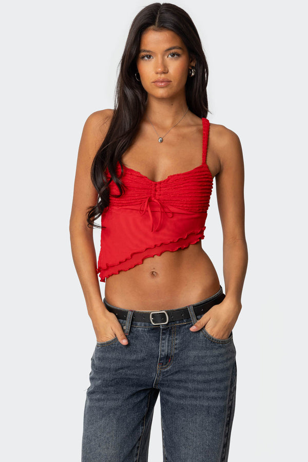 Ruffled Asymmetric Tank Top view 1