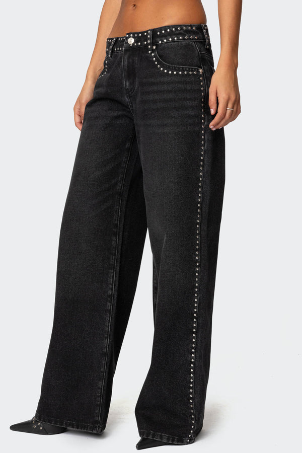Quincy Studded Low Rise Baggy Jeans view 2