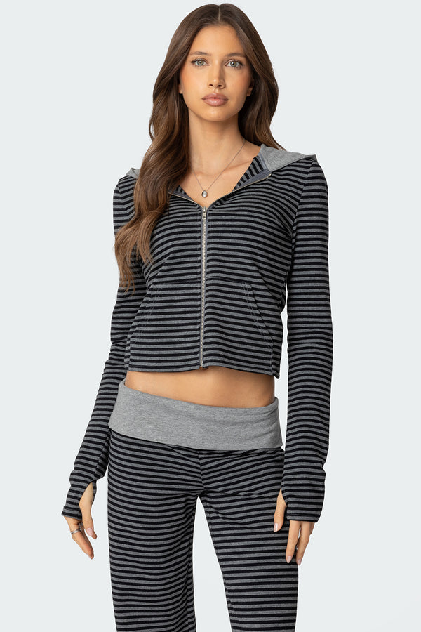 Meggy Striped Zip Up Hoodie view 1