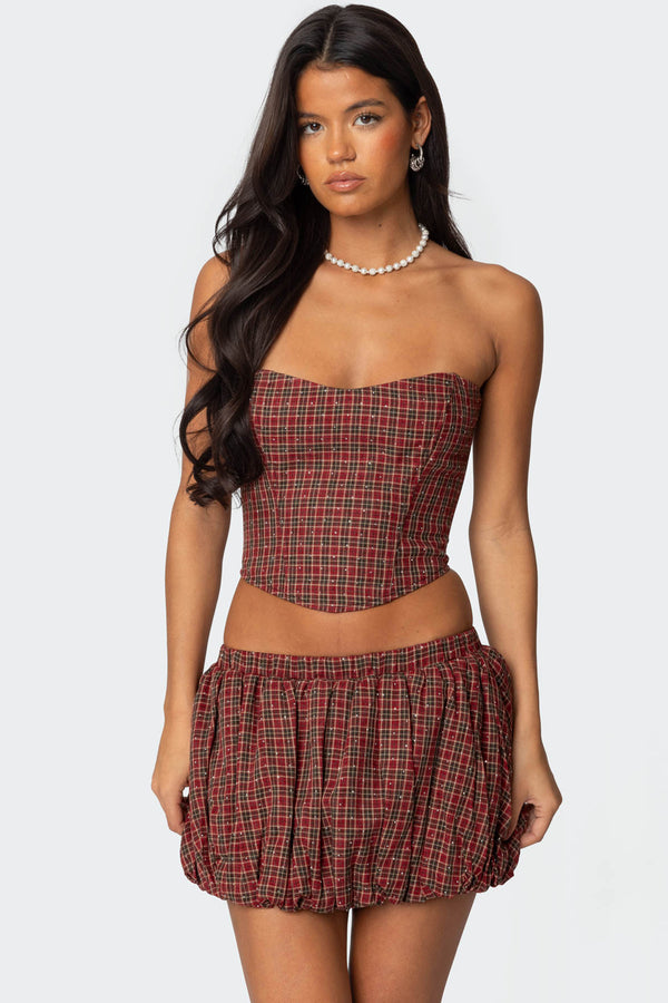 Marlene Plaid Lace Up Corset view 1