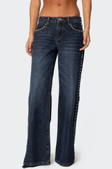 Stassie Studded Low Rise Baggy Jeans