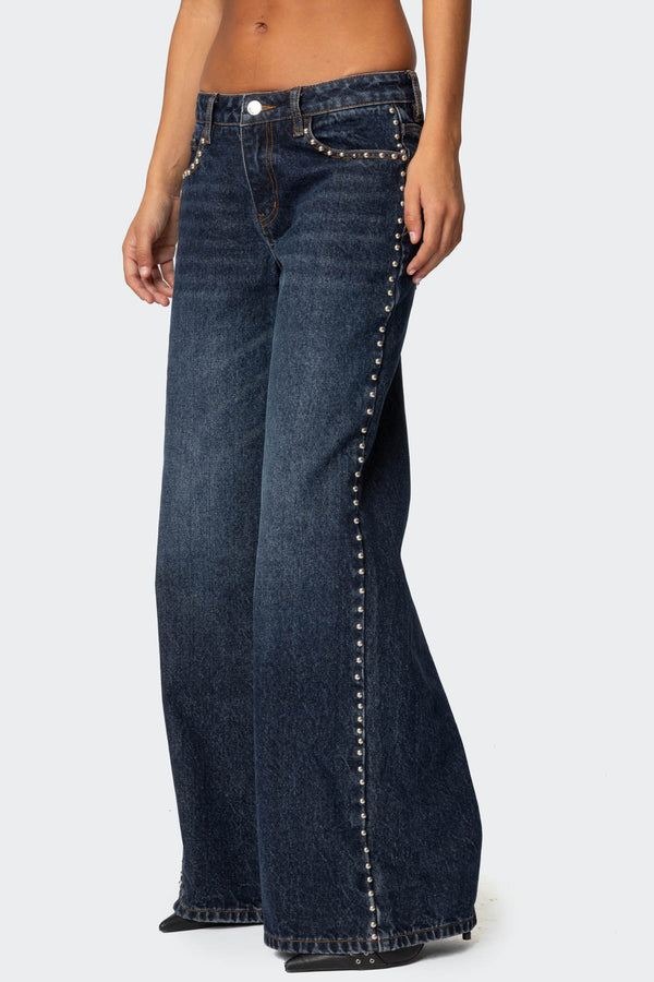 Stassie Studded Low Rise Baggy Jeans view 2
