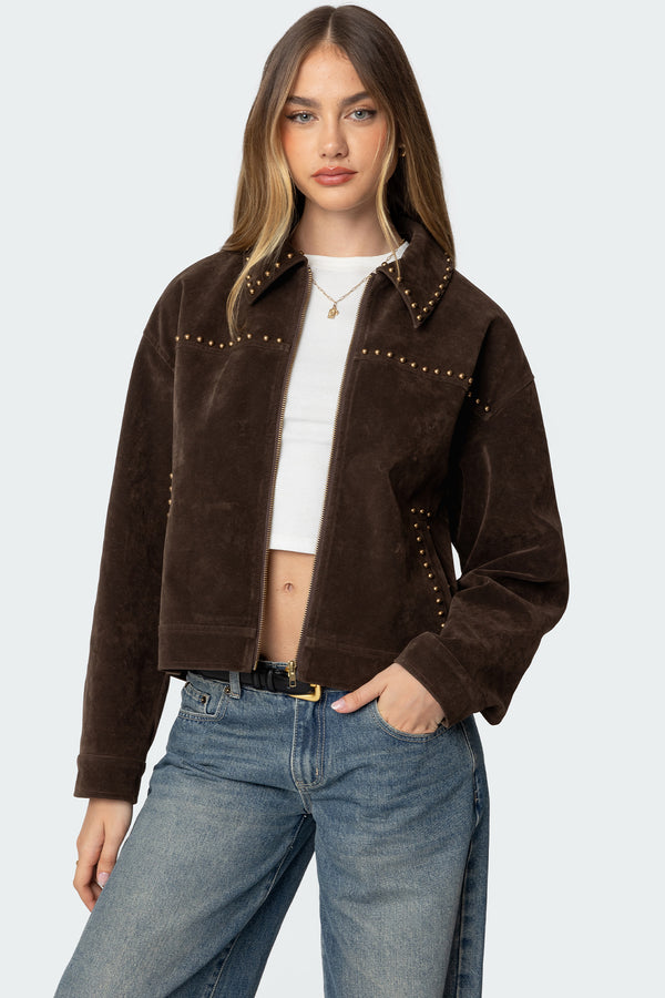 Memphis Studded Faux Suede Jacket view 1