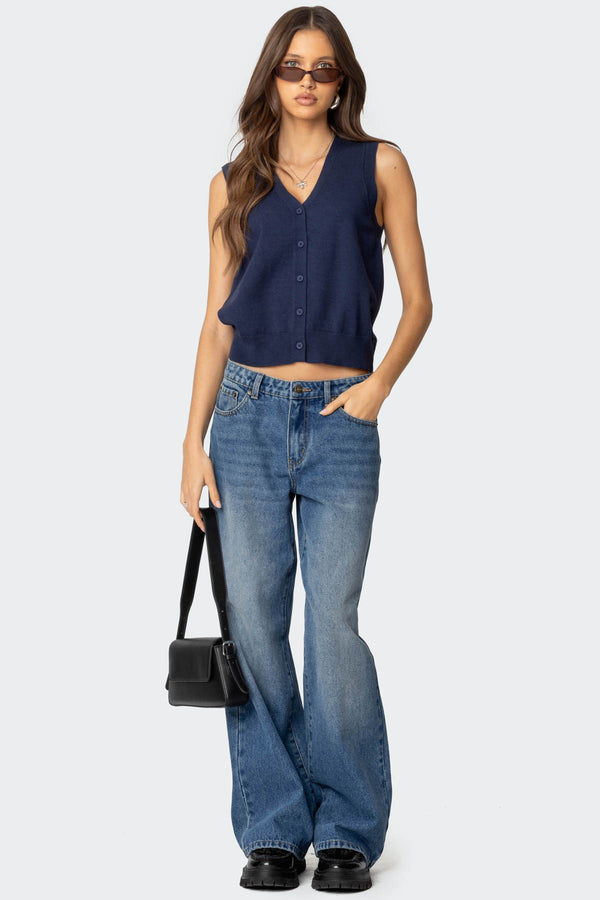 Cam Button Up Knit Vest Top view 2