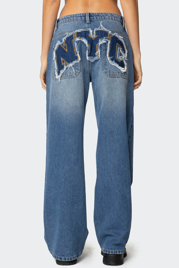Nyc Washed Low Rise Baggy Jeans view 2