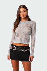 Open Back Metallic Knit Top