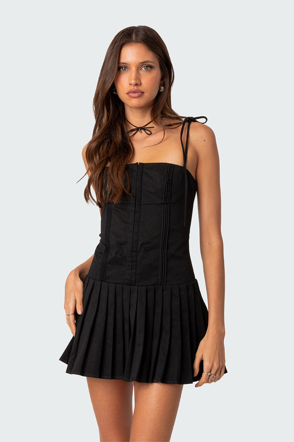 Perri Pleated Corset Mini Dress view 2