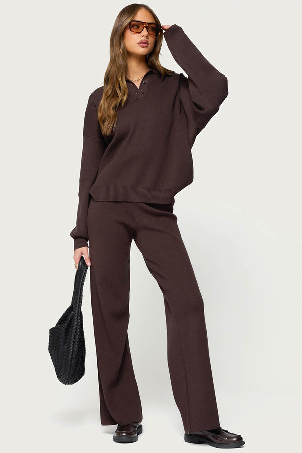 Lorie Oversized Knit Polo Sweater view 2