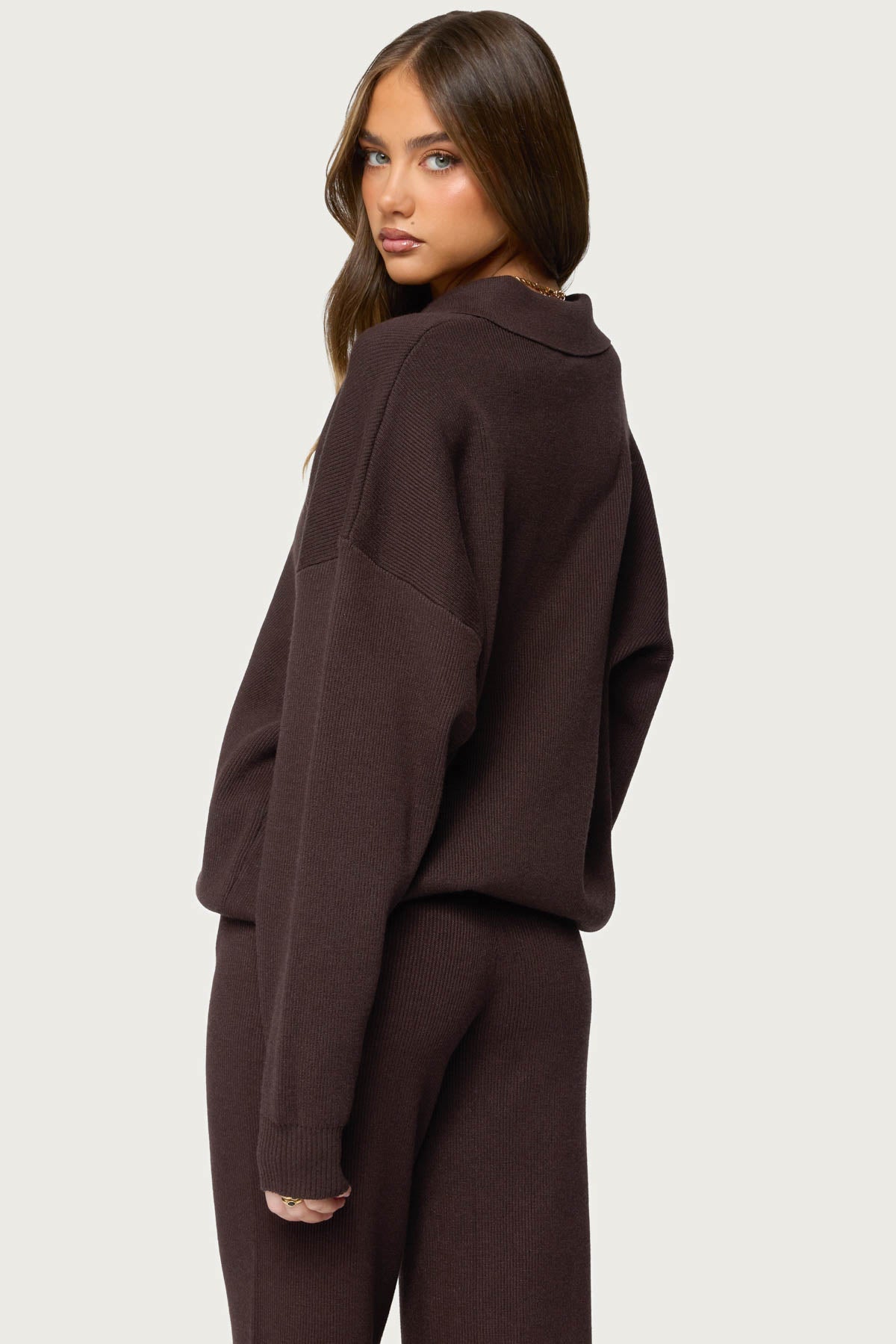 Lorie Oversized Knit Polo Sweater