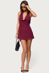 Polka Dot Cowl Neck Mini Dress