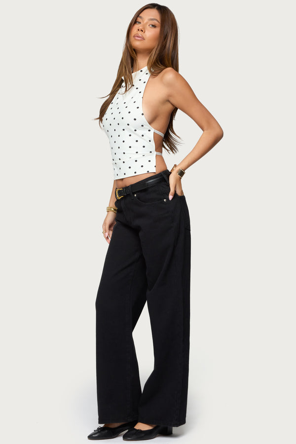 Raiya Polka Dot Backless Halter Top view 2