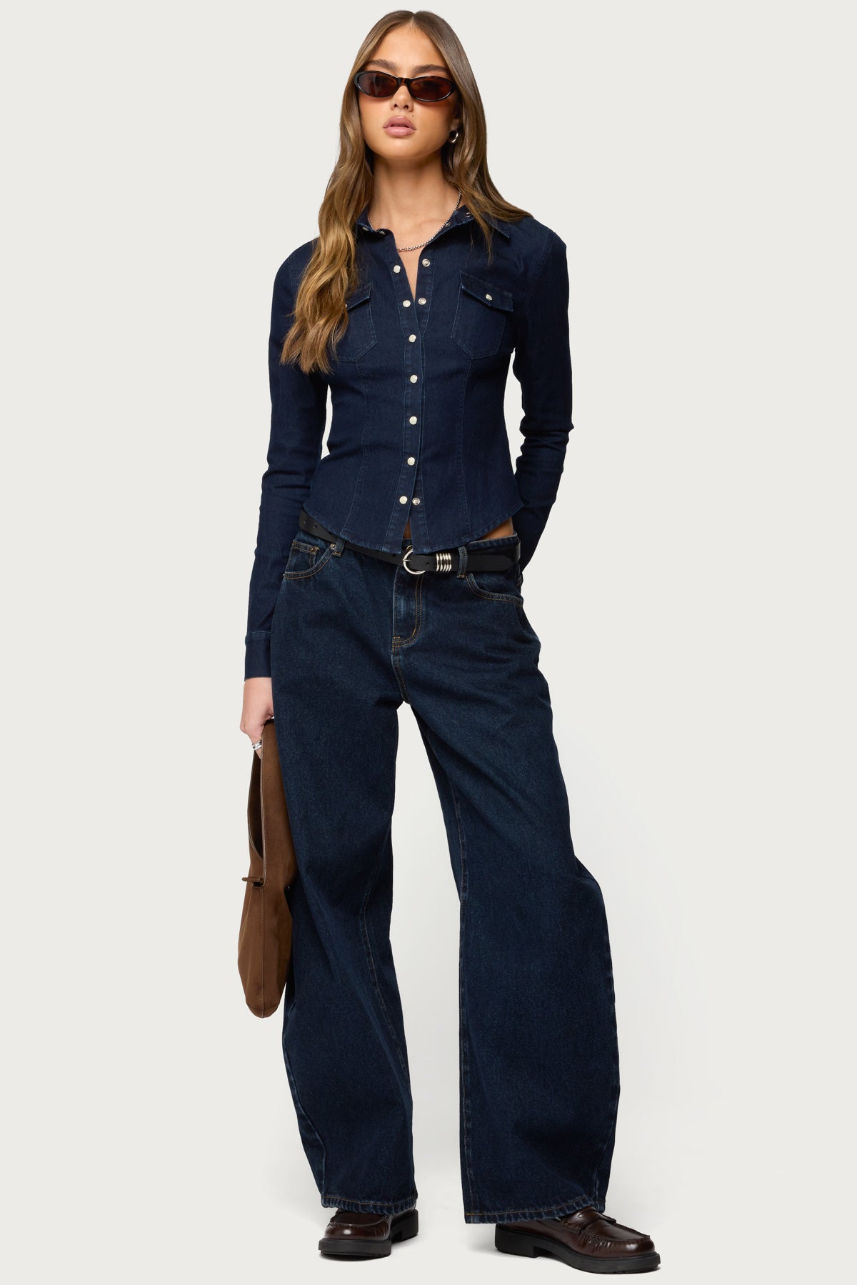Shylo Stretchy Denim Button Up Shirt