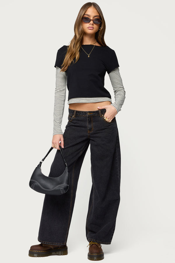 Layered Stripey Long Sleeve T Shirt view 2