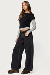 Layered Stripey Long Sleeve T Shirt