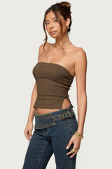 Sade Strapless Side Slit Top