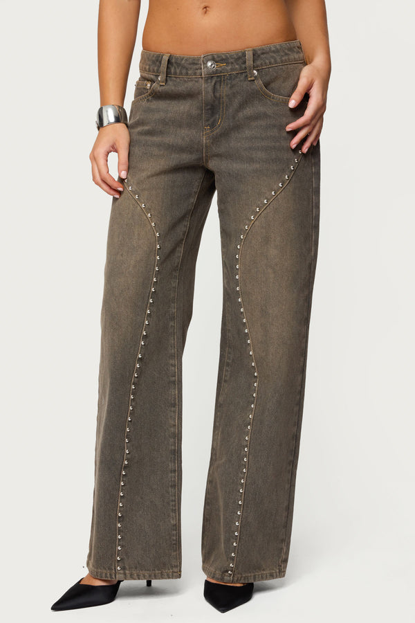 Charliza Stud Low Rise Baggy Jeans view 2