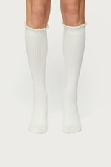 Lacey Ruffle Knee High Socks