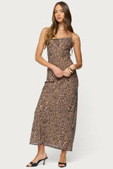 Ayanah Leopard Printed Backless Maxi Dress