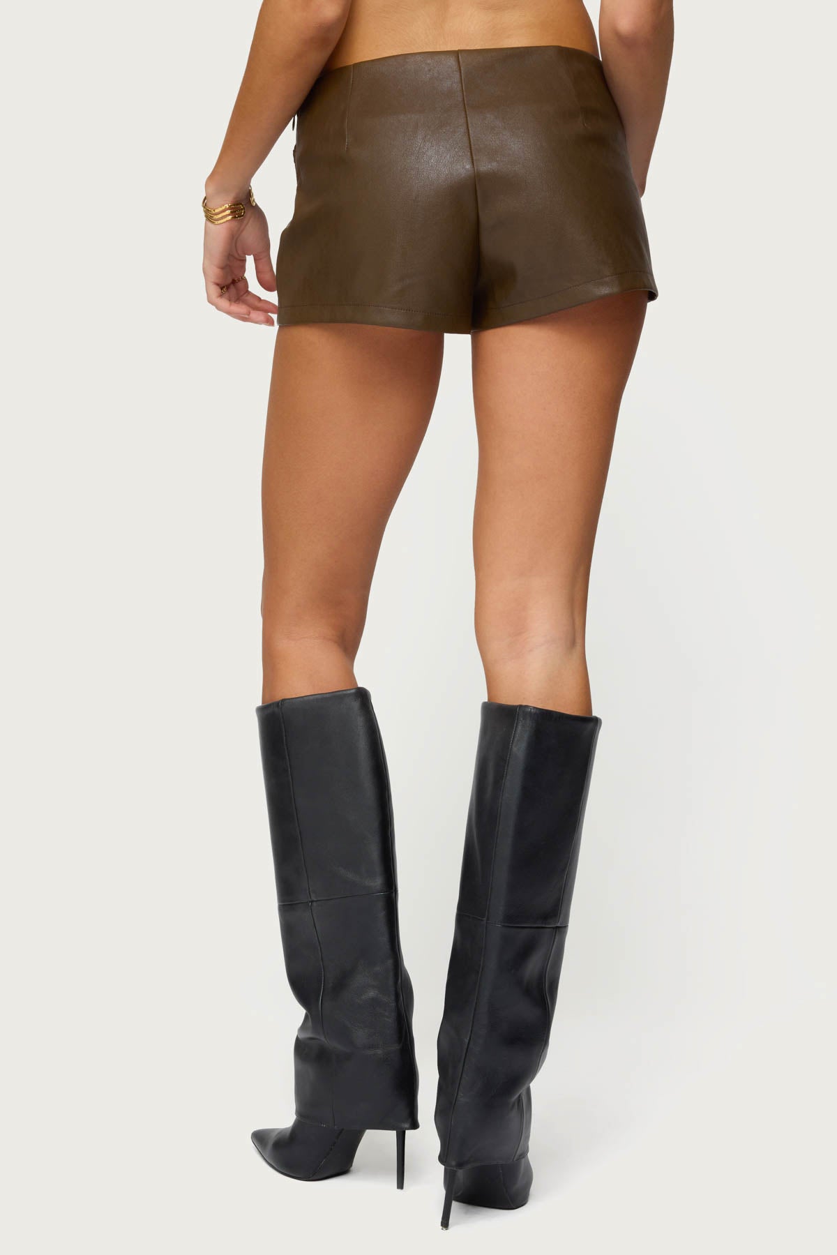 Reese Studded Faux Leather Micro Shorts