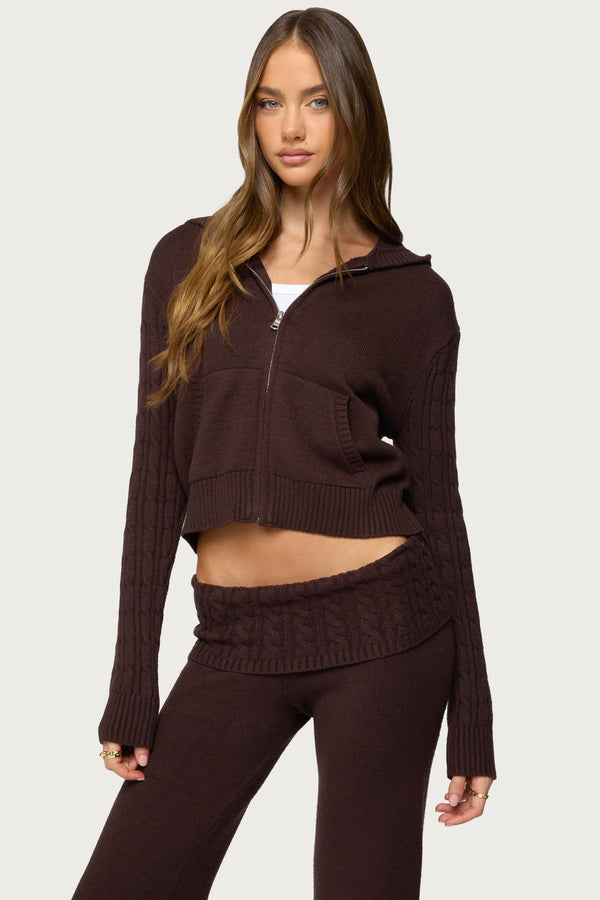Lula Cable Knit Zip Up Hoodie view 1