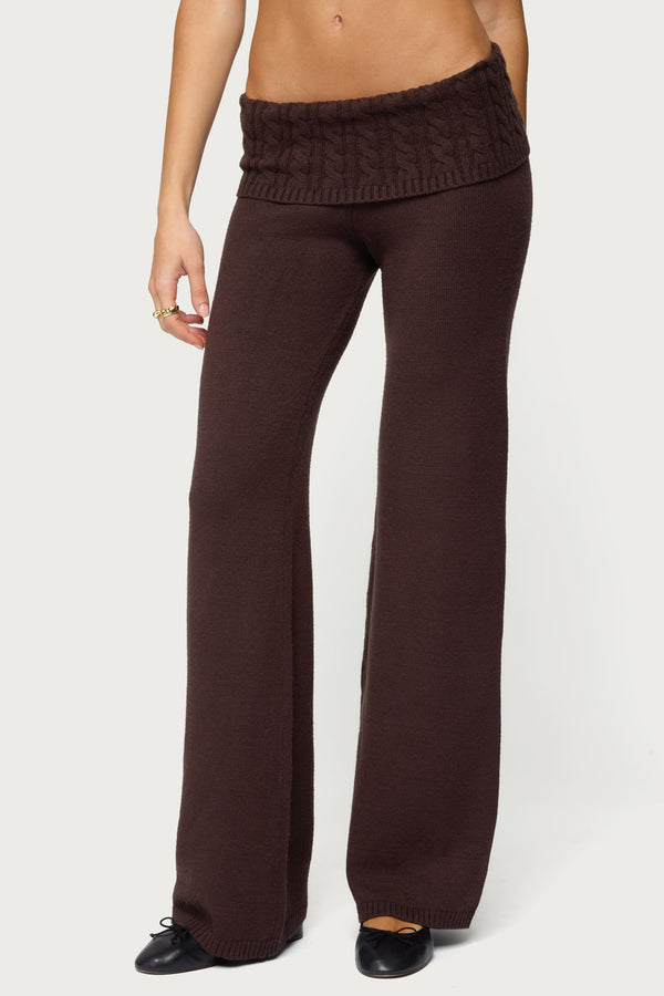 Lula Cable Knit Foldover Pants view 2