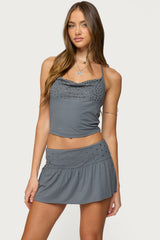 Klara Studded Cowl Neck Halter Top