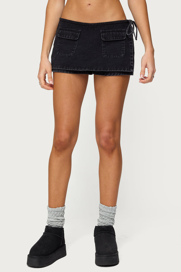 Giselle Wrap Denim Mini Skort view 2