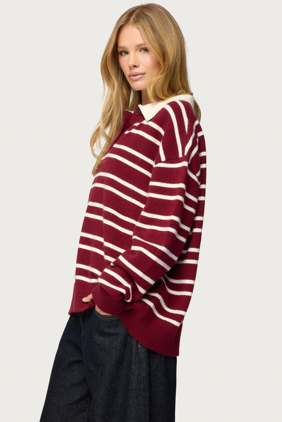 Rilynn Striped Polo Sweater