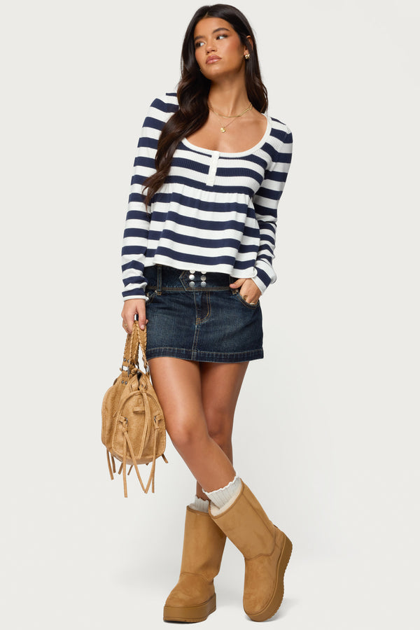 Lockie Striped Knit Babydoll Top view 2