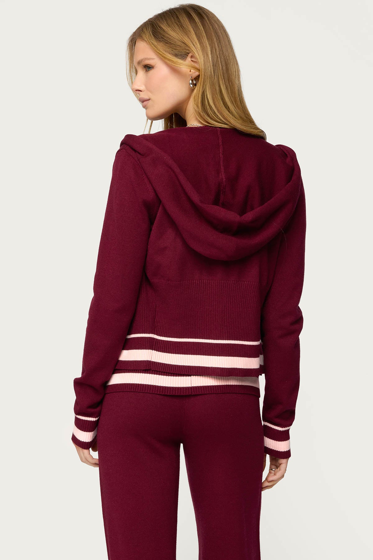 Kaliya Stripey Knit Zip Up Hoodie