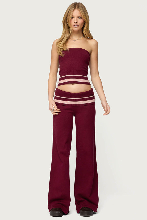 Kaliya Stripey Strapless Knit Top view 2