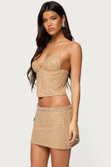 Jenny Beaded Mesh Boned Top