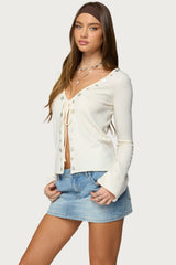 Jesy Iridescent Split Front Knit Cardigan